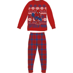 Pigiama Caldo Cotone Spiderman Natale Bimbo 3-10a