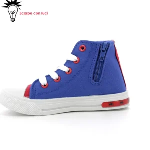 Scarpa Tela Alta Con Luci Spiderman Bimbo 25-33