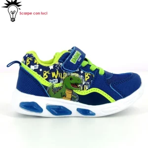Sneakers Velcro Con Luci Dinosauro Bambino 21-25