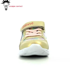 Sneakers Velcro Con Luci Unicorno Bambina 21-25